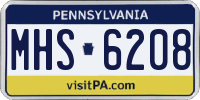 PA license plate MHS6208