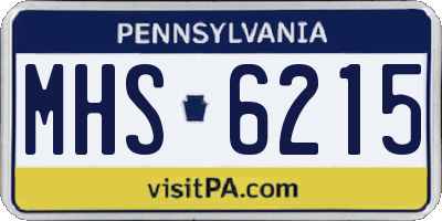PA license plate MHS6215