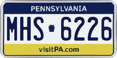 PA license plate MHS6226