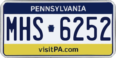PA license plate MHS6252