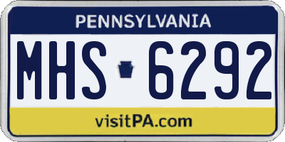 PA license plate MHS6292