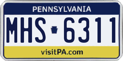 PA license plate MHS6311