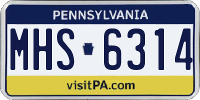 PA license plate MHS6314