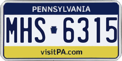 PA license plate MHS6315