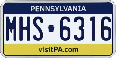 PA license plate MHS6316