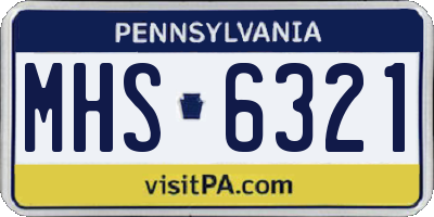 PA license plate MHS6321