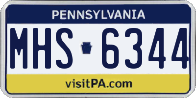 PA license plate MHS6344