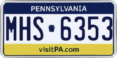 PA license plate MHS6353