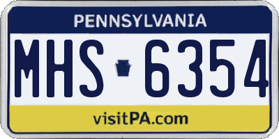 PA license plate MHS6354