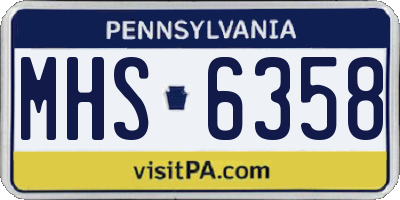 PA license plate MHS6358