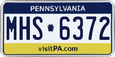 PA license plate MHS6372