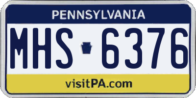 PA license plate MHS6376