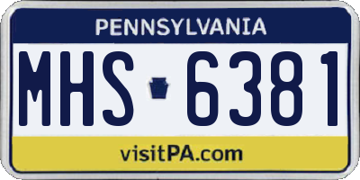 PA license plate MHS6381