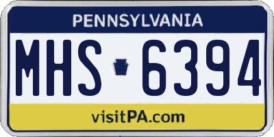 PA license plate MHS6394