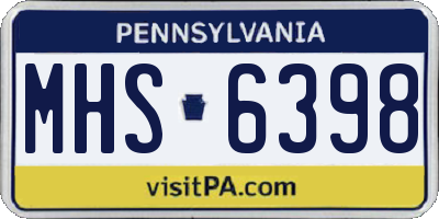 PA license plate MHS6398