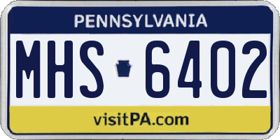 PA license plate MHS6402