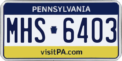 PA license plate MHS6403