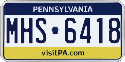 PA license plate MHS6418