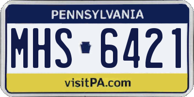 PA license plate MHS6421