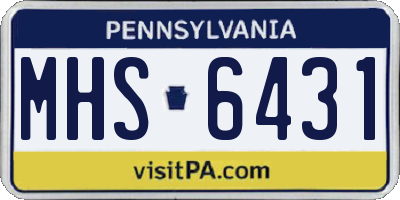 PA license plate MHS6431