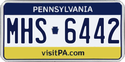 PA license plate MHS6442
