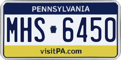 PA license plate MHS6450