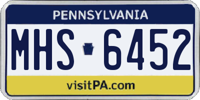 PA license plate MHS6452