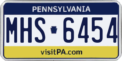 PA license plate MHS6454