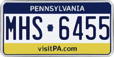 PA license plate MHS6455