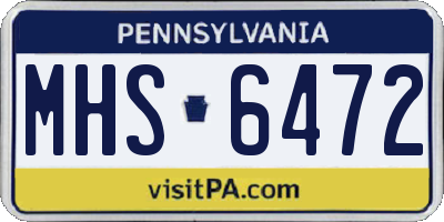 PA license plate MHS6472