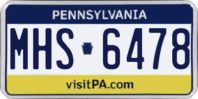 PA license plate MHS6478