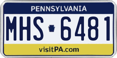 PA license plate MHS6481