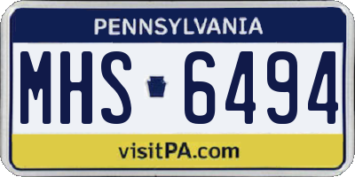 PA license plate MHS6494
