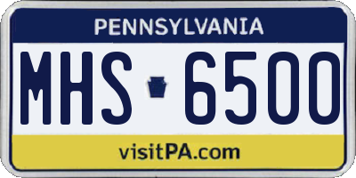 PA license plate MHS6500