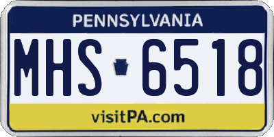 PA license plate MHS6518