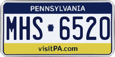 PA license plate MHS6520