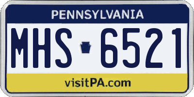 PA license plate MHS6521