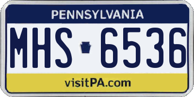 PA license plate MHS6536
