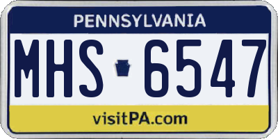 PA license plate MHS6547