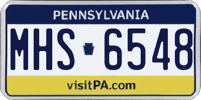PA license plate MHS6548