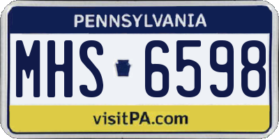 PA license plate MHS6598