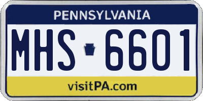PA license plate MHS6601