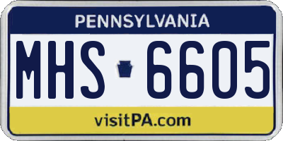 PA license plate MHS6605
