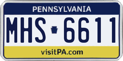 PA license plate MHS6611