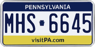 PA license plate MHS6645