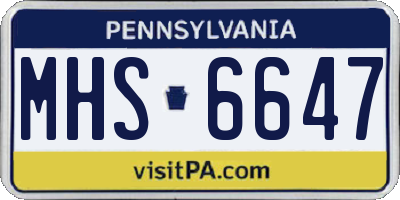 PA license plate MHS6647