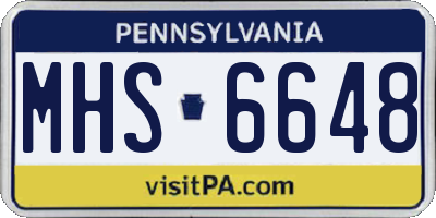 PA license plate MHS6648