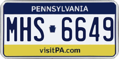 PA license plate MHS6649
