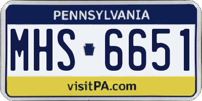 PA license plate MHS6651