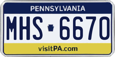 PA license plate MHS6670